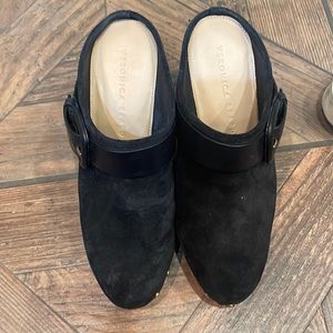 Veronica Beard Black Suede Clogs